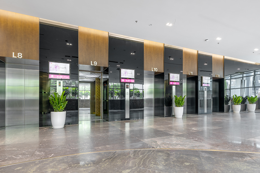   Không gian sảnh thang máy của tòa nhà. Ảnh: Gateway Hà Nội