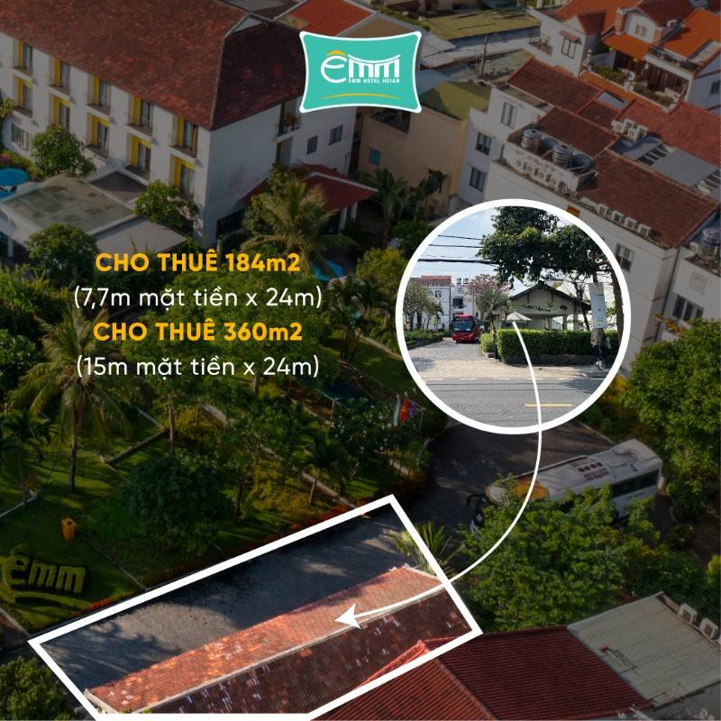 Cho thuê mặt bằng kinh doanh siêu đẹp 184m2 - 360m2 trung tâm Hội An