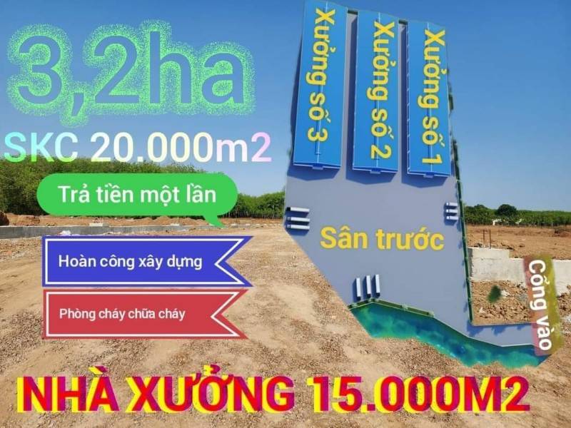 CHO THUÊ 31.000m2 XƯỞNG MỚI XÂY ,HUYÊN PHÚ GIÁO