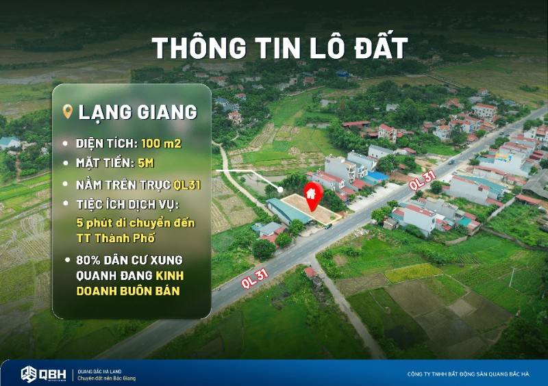 Siêu Hiếm: 100m2 Đất Mặt Tiền Quốc Lộ 31, Lạng Giang, Bắc Giang - Chỉ