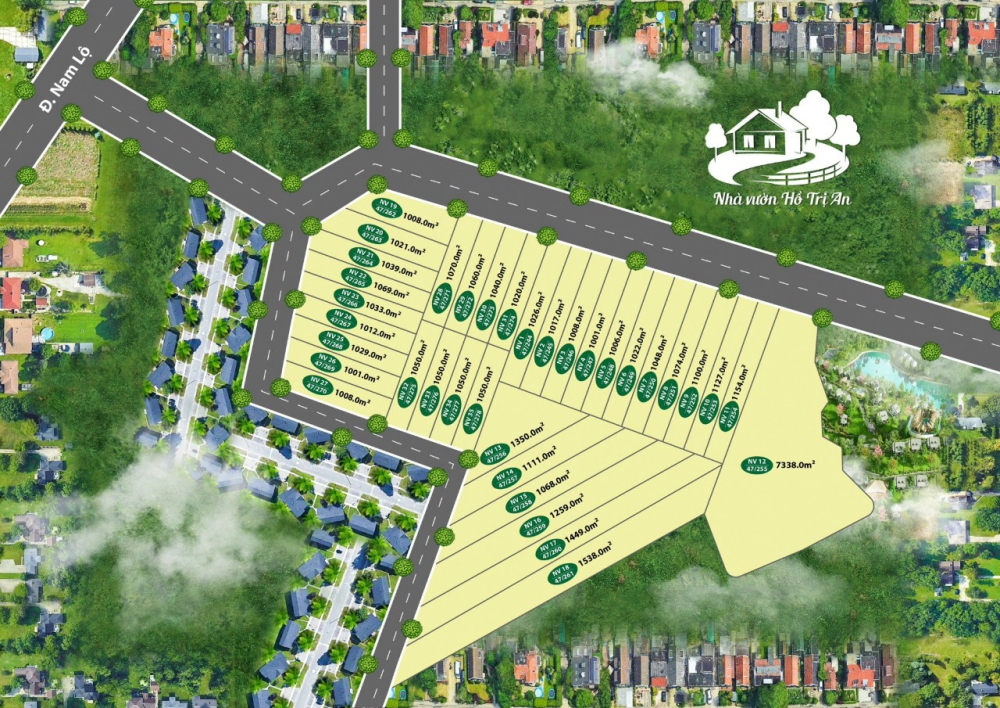 Bán đất vườn ngay hồ trị an, giá 1tr/m2