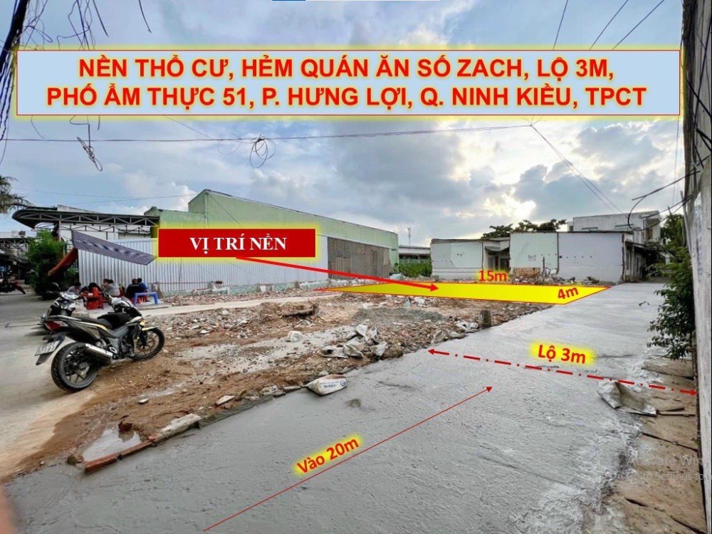 NỀN ĐẸP_60M2_ODT, PHỐ ẨM THỰC HỒ BÚN XÁNG, GẦN SỐ ZÁCH, LỘ Ô TÔ 3M || 2TY090