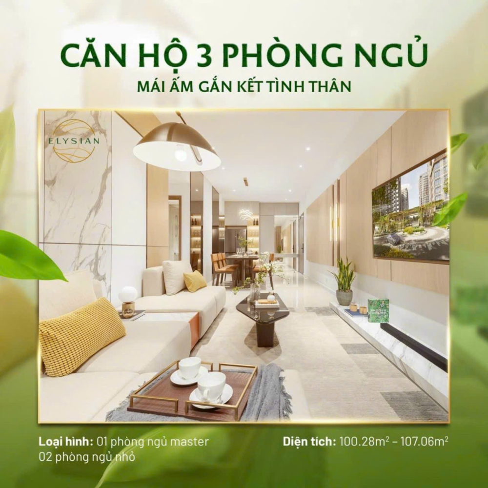 Mẫu căn hộ 3PN - 2WC  + tặng kèm Carpark trọn đời