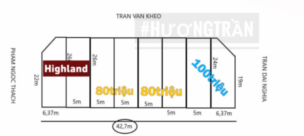 Cho thuê 3 ô showroom kế cafe Highland Trần Văn Khéo Cần Thơ