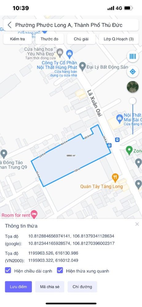 BDS HVL Cần cho thuê đất mặt đường Lã Xuân Oai Phường Long Trường Quận 9
