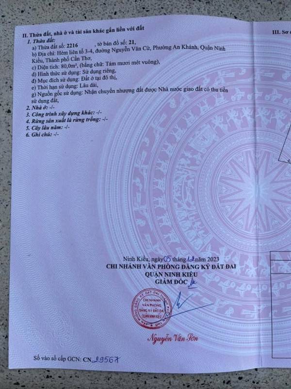 BÁN NỀN HẺM LIÊN TỔ 3-4 NGUYỄN VĂN CỪ AN KHÁNH NINH KIỀU