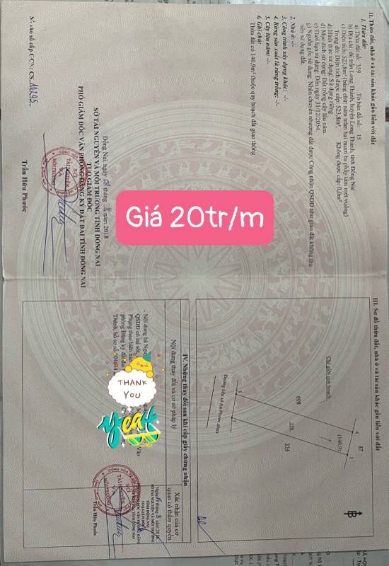 Hơn 500 mét vuông đất thi tran long thành gia rẻ minh đang ép bán