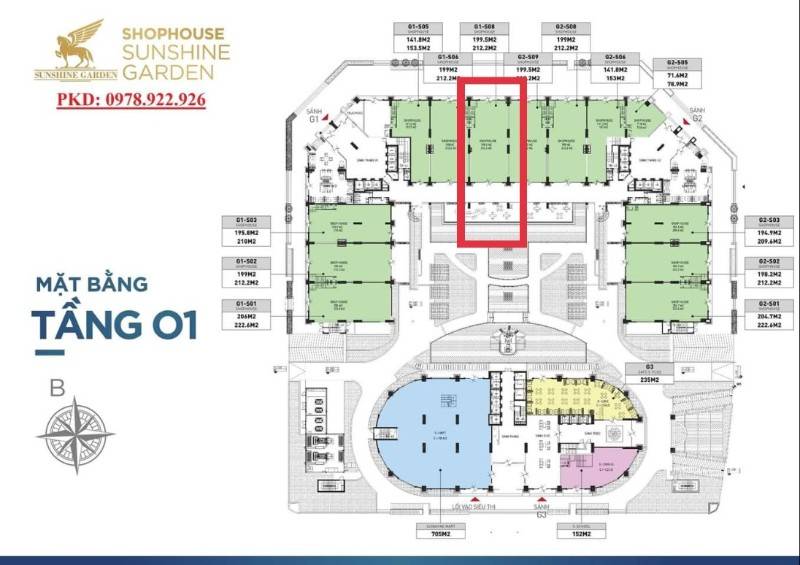 cho thuê shophouse chân cung cư sunshine garden 2 tầng thông sàn