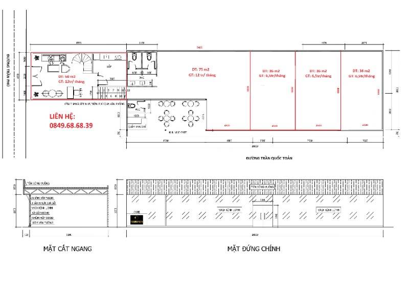 Cho Thuê mặt bằng 50M2, số 01 Trần Quốc Toản, TP Bảo Lộc